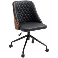 Scaun de birou Vinsetto, Scaun de birou, Scaun rotativ acasă, Scaun de birou reglabil ergonomic cu roți pivotante 360&deg;, Spumă PU Negru 48,5 x 54,5 x 8