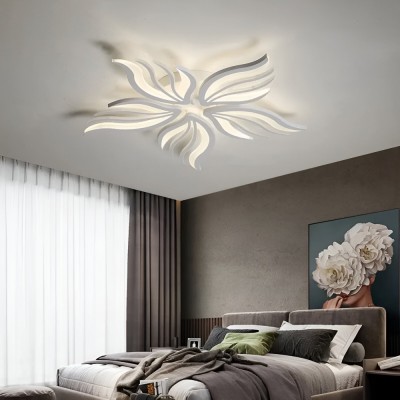Lustra LED cu telecomanda SAKURA 60W, 5 Petale, lumina Rece/Calda/Neutra, Dimabila, Alb ModernLight Concept foto