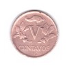 Moneda Columbia 5 centavos 1969, stare relativ buna, curata, America Centrala si de Sud, Cupru (arama)