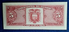 5 Sucres anul 1988 Bancnota veche Ecuador - SUPERBA