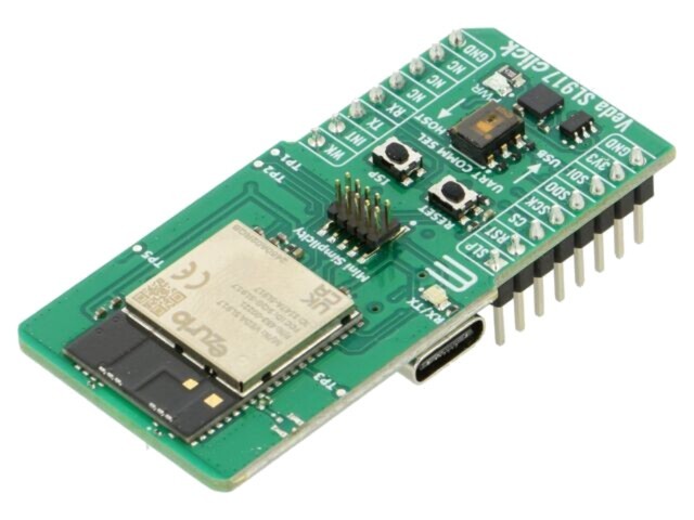 Placă prototip MIKROE VEDA SL917 CLICK Bluetooth WiFi cu antenă integrată