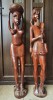 Pereche de statuete unicat sculptate hand made din lemn abanos, 1 m inaltime fiecare, fara niciu defect!