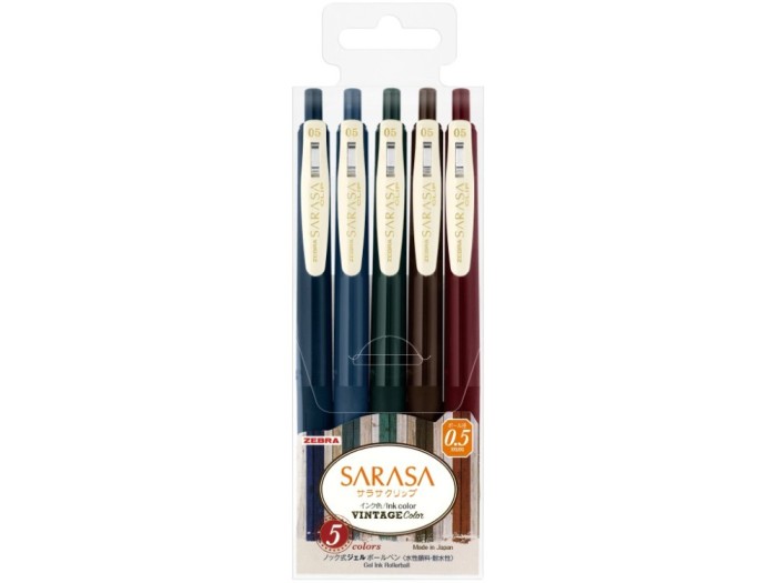 Pix cu gel 0.5 mm Zebra Sarasa Clip Gel Vintage 1,5/set 69420