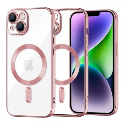 Husa MagSafe pentru Apple iPhone 14 Plus, Techsuit, Luxury Crystal, Roz foto