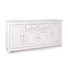 Comoda 2 sertare si 4 usi din lemn alb antichizat Colette 180 cm x 50 cm x 90 h