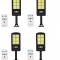 Комплект от 4 X соларни лампи 6COB 96 LED, сензор за светлина, сензор за движение, 3 режима на осветяване, включено монтажно рамо, дистанционно управл