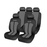 Set Huse Scaune Universale Premium Carguard Personalizate cu Audi &ndash; Negru/Gri