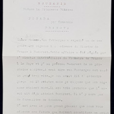 SCRISOARE ADRESATA PRINTESEI BIBESCU , EXPEDIATA SI SEMNATA OLOGRAF de M . DE VRIES FEYENS , AMSTERDAM , DATATA 6 OCTOMBRIE 1937