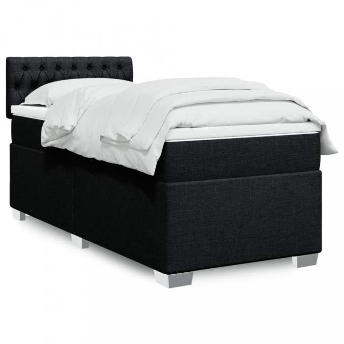 Gossi pat box spring cu saltea, negru, 90x200 cm, textil