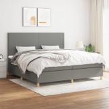 Cumpara ieftin Pat box spring cu saltea, gri &icirc;nchis, 200x200 cm, textil
