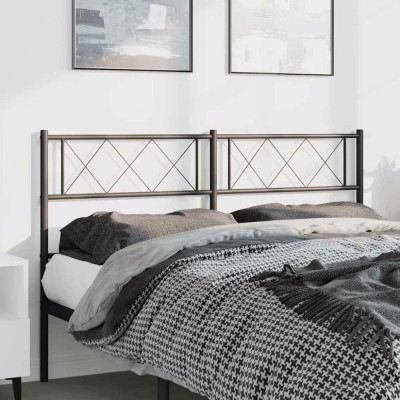 vidaXL Tăblie de pat metalică, negru, 135 cm 372309 foto