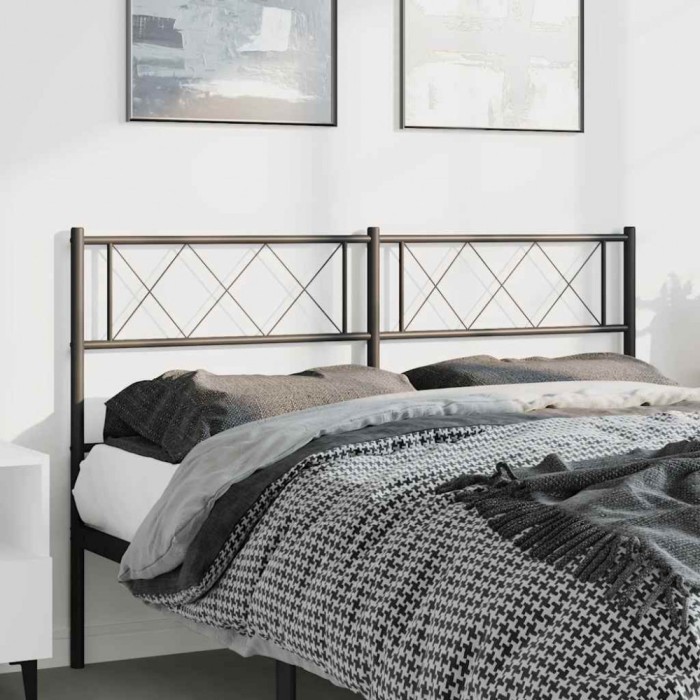 vidaXL Tăblie de pat metalică, negru, 135 cm 372309