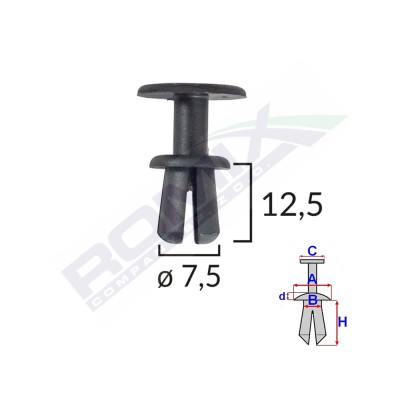 CLIPS FIXARE PENTRU BMW/SKODA 7.5X12.5MM - NEGRU SET 10 BUC 61873 foto