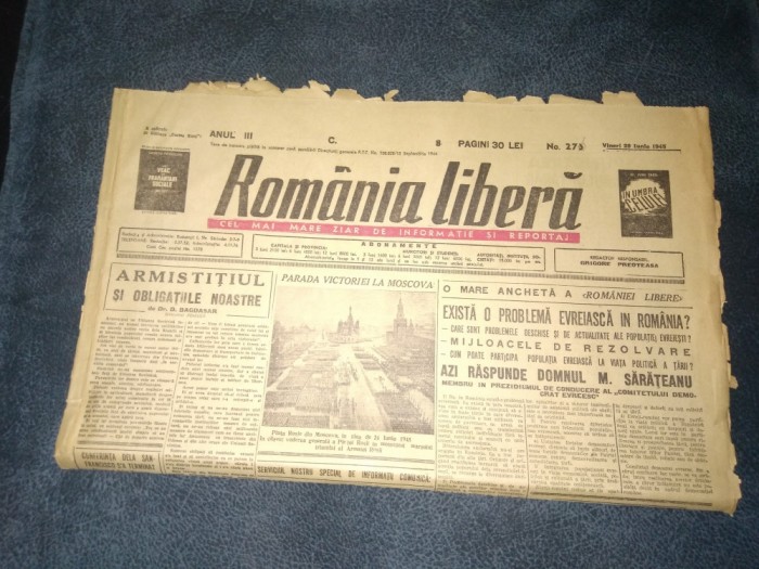 ZIAR ROMANIA LIBERA 29 IUNIE 1945