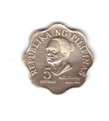 Moneda Filipine 5 sentimos 1975, stare buna, curata