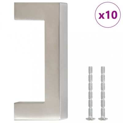 Manere de dulap, 10 buc., argintiu, 64 mm, otel inoxidabil foto