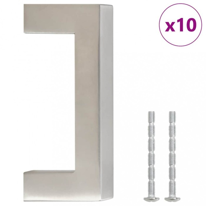 Manere de dulap, 10 buc., argintiu, 64 mm, otel inoxidabil
