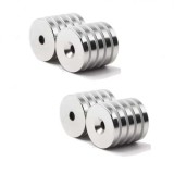 Set 20 magneti foarte puternic pentru surub, gri, disc, simplu, 15 mm X 4 mm