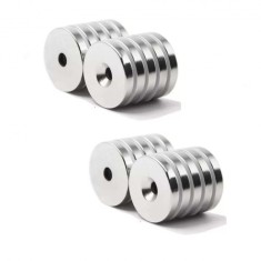 Set 20 magneti foarte puternic pentru surub, gri, disc, simplu, 15 mm X 4 mm