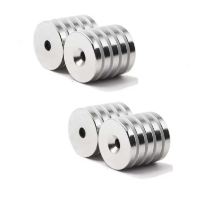Set 20 magneti foarte puternic pentru surub, gri, disc, simplu, 15 mm X 4 mm foto