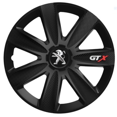 Set 4 Capace Roti GTX Carbon Negru R15, Pentru Peugeot foto