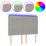 Cumpara ieftin Tablie de pat cu LED, gri deschis, 144x5x118/128 cm, textil