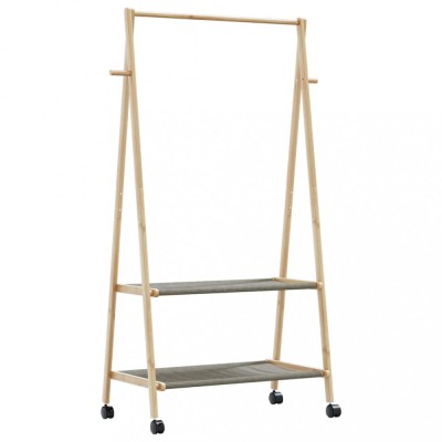 vidaXL Suport pentru haine cu rafturi și roți 96x45,5x155,5 cm bambus foto