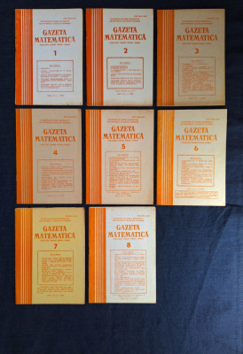 Gazeta Matematica, anul XC, nr. 1,2,3,4,5,6,7,8 anul 1985 Serie incompleta foto
