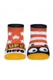 Șosete copii haioase Super Erou din bumbac, Funny Legs 283, Orange, 18-20 (12)
