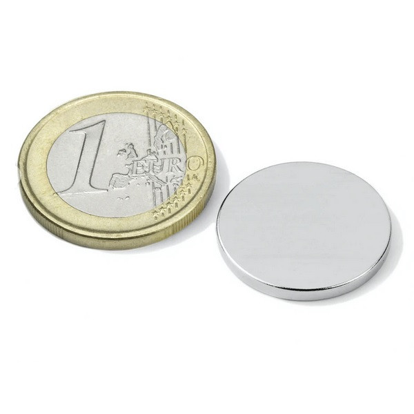 Magnet neodim disc &Oslash;20&amp;#215;2 mm, putere 2,9 kg, N45