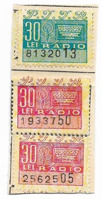 Timbre P.T.T.R. radio, 1968 - neobliterate (3 buc.) foto