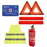 Kit de siguranță auto complet &ndash; Trusă medicală, Stingător 1 kg, 2 Triunghiuri