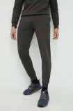 EA7 Emporio Armani pantaloni de trening din bumbac culoarea verde, neted