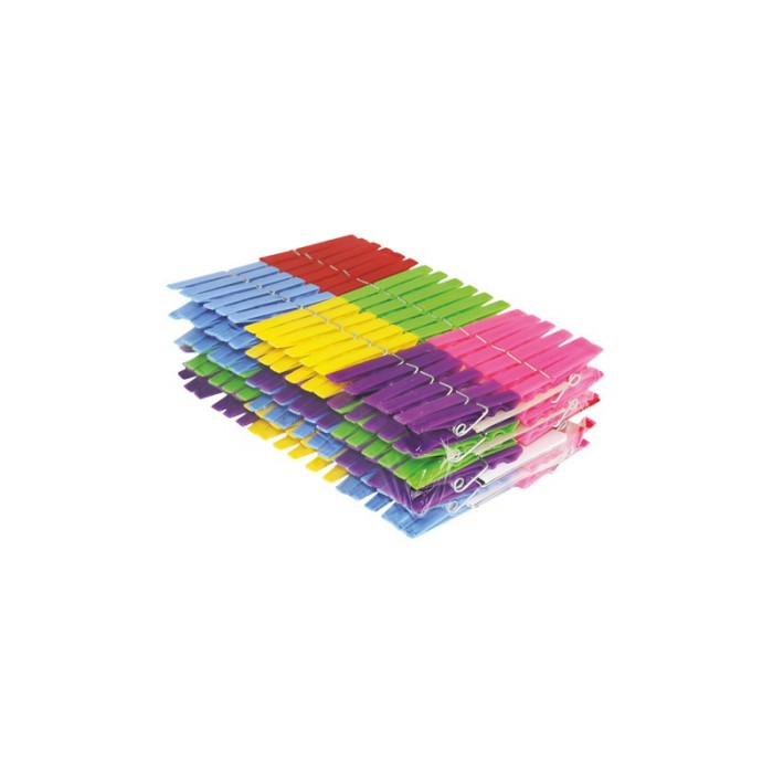 Clesti din plastic pentru rufe cu clips, 144 buc / set