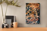 Tablou Canvas, "Dansul vibrant al peștilor koi", Pesti, Koi, Apa, Portocaliu, Negru, Reflexii, Multime, Texturi, Miscare, 26 x 39 cm, CMCLASS