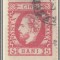ROMANIA 1872 LP 35 REGELE CAROL I BARBA 5 BANI CARMIN T 10 STAMPILAT