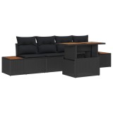 vidaXL Set de masă pentru grădină cu pernă 5 pcs Negru și Maro 3350020