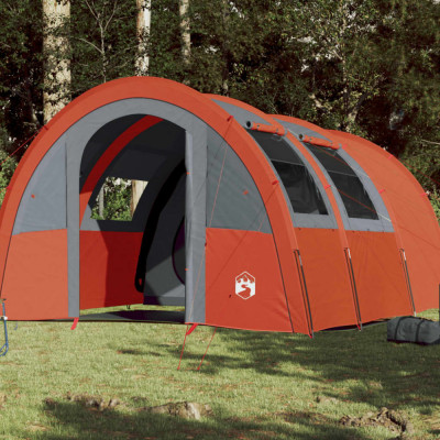 vidaXL Cort de camping pentru 4 persoane, gri/portocaliu, impermeabil foto
