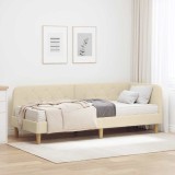 vidaXL Cadru de pat colțar cu saltea Crem 80 x 200 cm țesătură 3394107