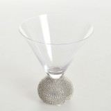 Pahar cocktail cu baza sferica decorata cu cristale argintii 496 ml