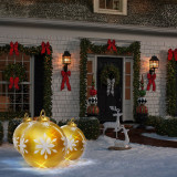 Decoratiune Exterioara de Craciun Model Glob de Craciun Gonflabil Iluminat LED RGB, Culoare Auriu si Diametru 60 cm, Familly Christmas