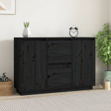 Servantă, negru, 111x34x75 cm, lemn masiv de pin, vidaXL