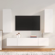 vidaXL Set dulap TV, 4 piese, alb, lemn prelucrat