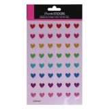 Autocolante 3D cu Glitter, Formă de Inimă, Multicolore, 49 buc, CMCLASS