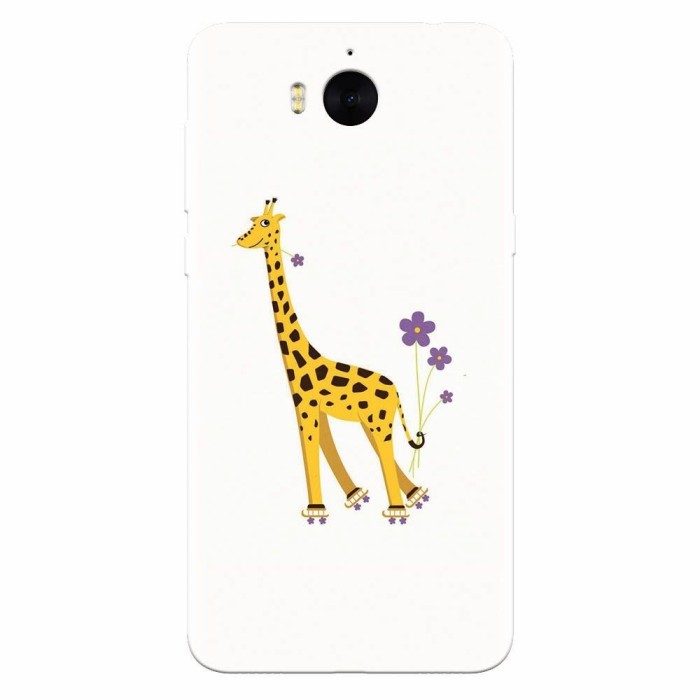 Husa silicon pentru Huawei Y6 2017, Rollerskating Girafe Illustration