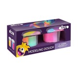 Set de plastilină pentru modelaj okto, 6 culori &icirc;n 2 recipiente, 200 g, 3 ani+