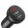 INCARCATOR auto Baseus Digital Display,Quick Charge 24W,2 x USB 5V/4.8A,contine cablu 3 in 1: USB la USB Type-C,microUSB si Lightning de 1.2m, gri &quot;TZ