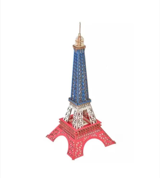Set de Construit din Lemn, Macheta 3D, Copii si Adulti, 96 Piese, Turnul Eiffel, 14+ ani