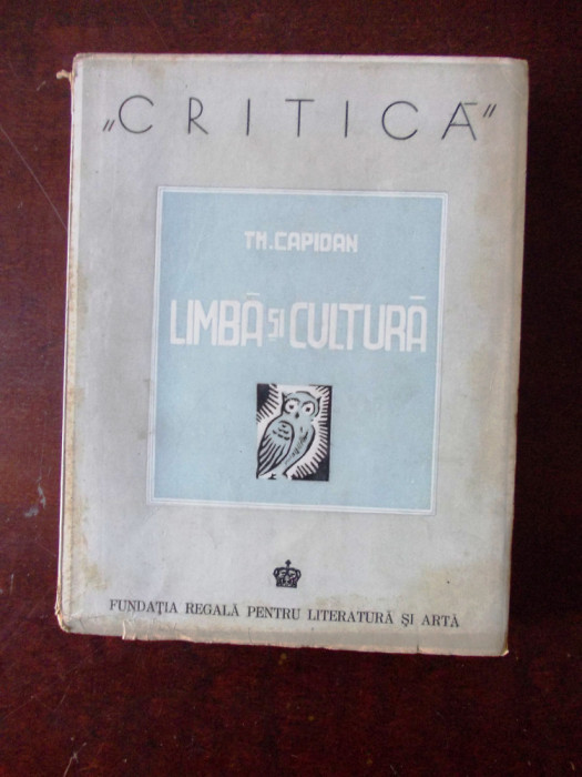 TH. CAPIDAN- LIMBA SI CULTURA, 1943, r1d