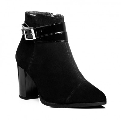 Botine piele intoarsa Emilia Negru - sau Orice Culoare foto